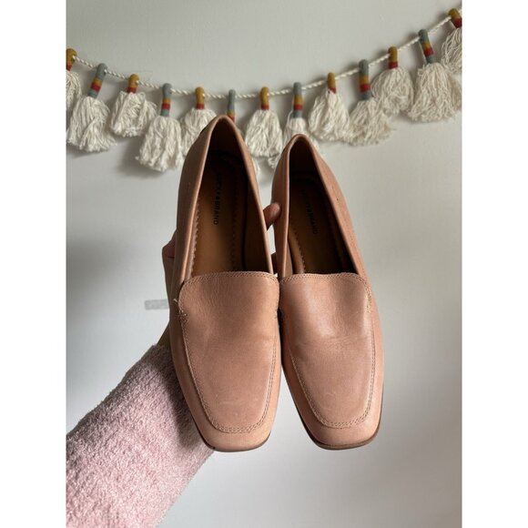 Lucky Brand Laurien Leather Slip On Loafer Cognac Brown Square Toe Preppy 9.5 - Picture 2 of 7